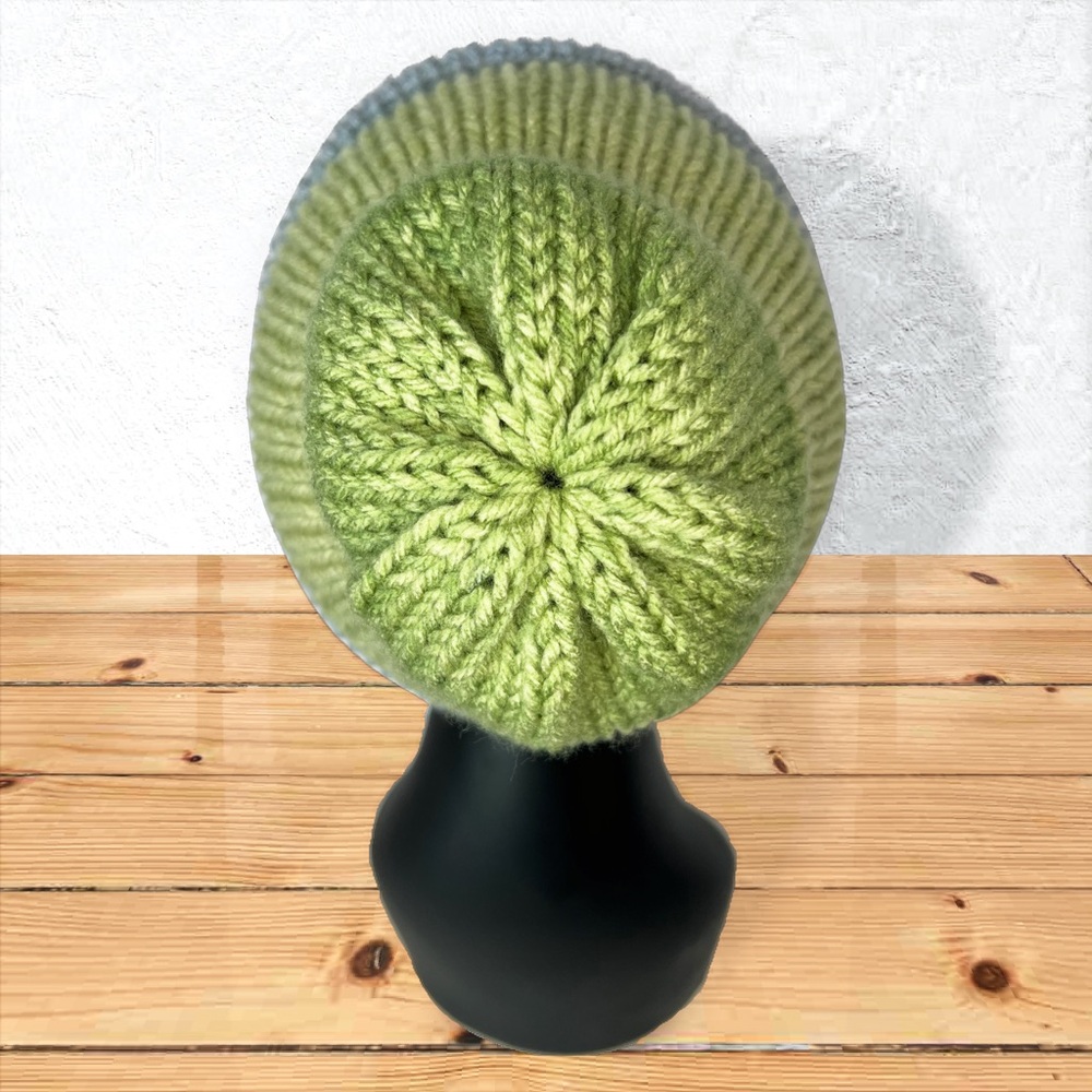 Handmade Knit Beanie Handcrafted Unisex Ombré Hat Lake Mist - Picture 6 of 10